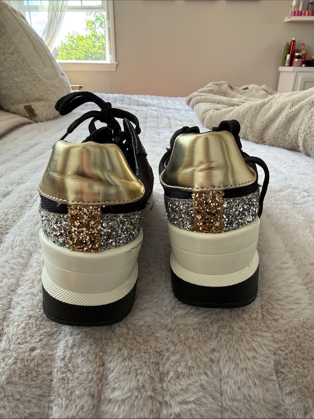 Michael Kors Black Sneakers with Gold and Silver Accents size 7 women's - Picture 5 of 6